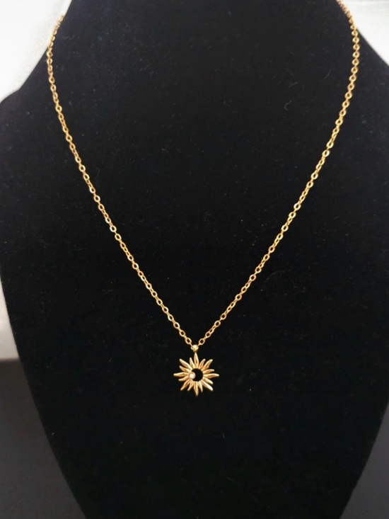 Jewelry - Gold Sunburst Pendant Necklace - Women's Jewelry